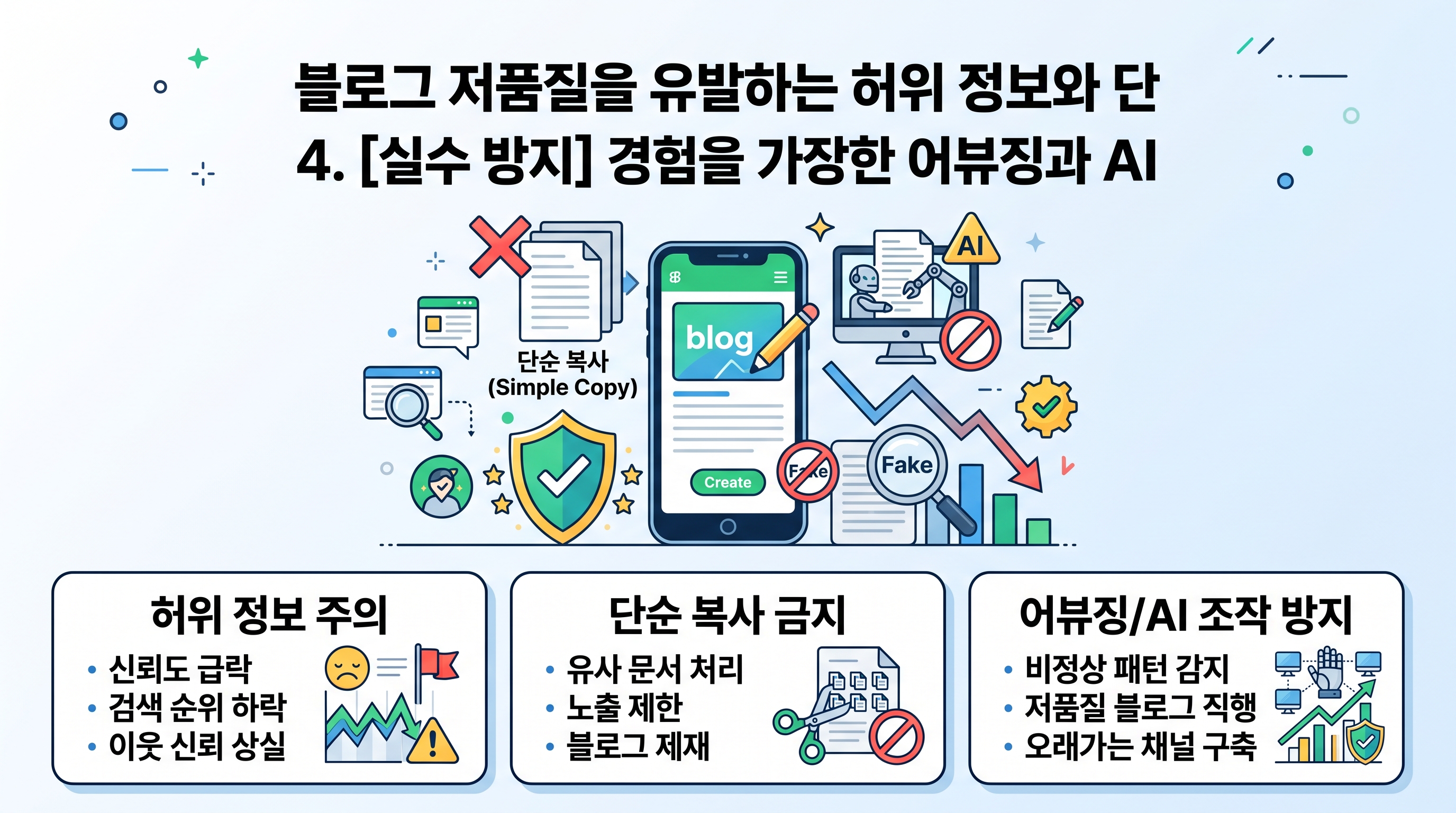 블로그 저품질을 유발하는 허위 정보와 단순 복사 붙여넣기 금지 체크리스트