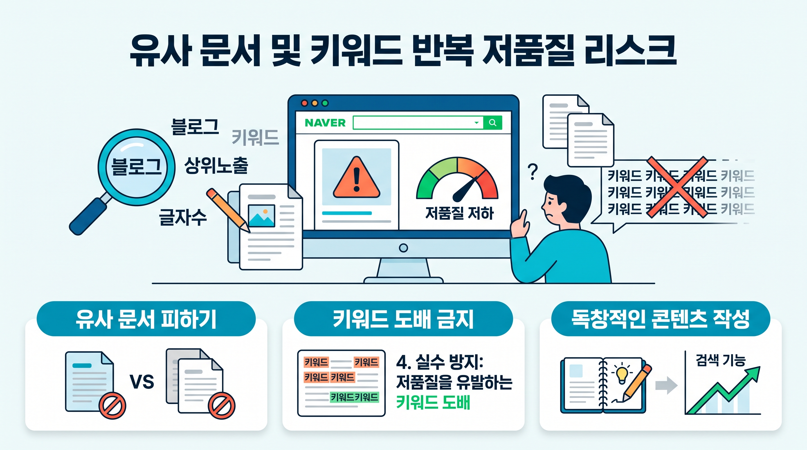유사 문서 및 키워드 반복 저품질 리스크 피하기