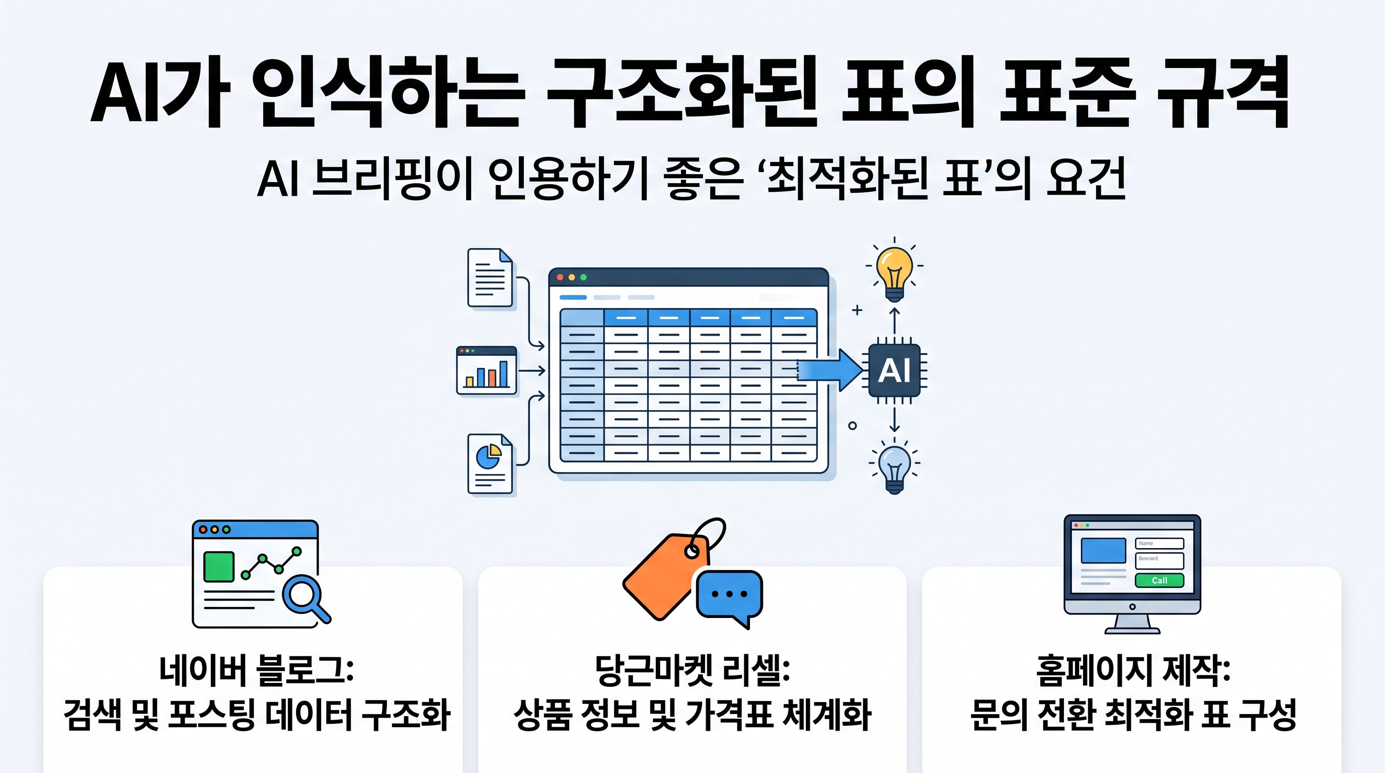 AI가 인식하는 구조화된 표의 표준 규격 예시