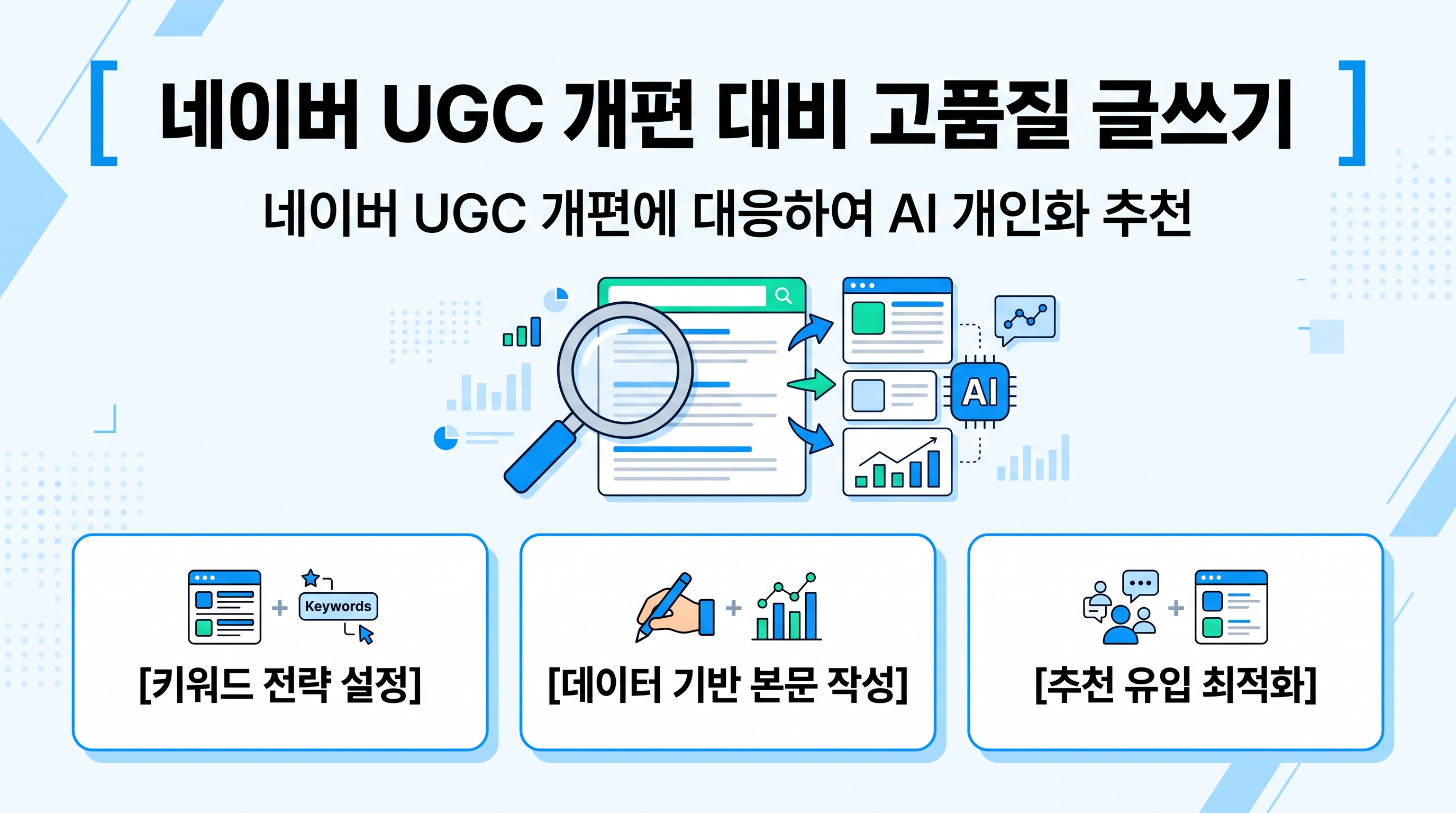 네이버 블로그 UGC 개편 대비 고품질 글쓰기 순서를 보여주는 노트북과 메모장 이미지