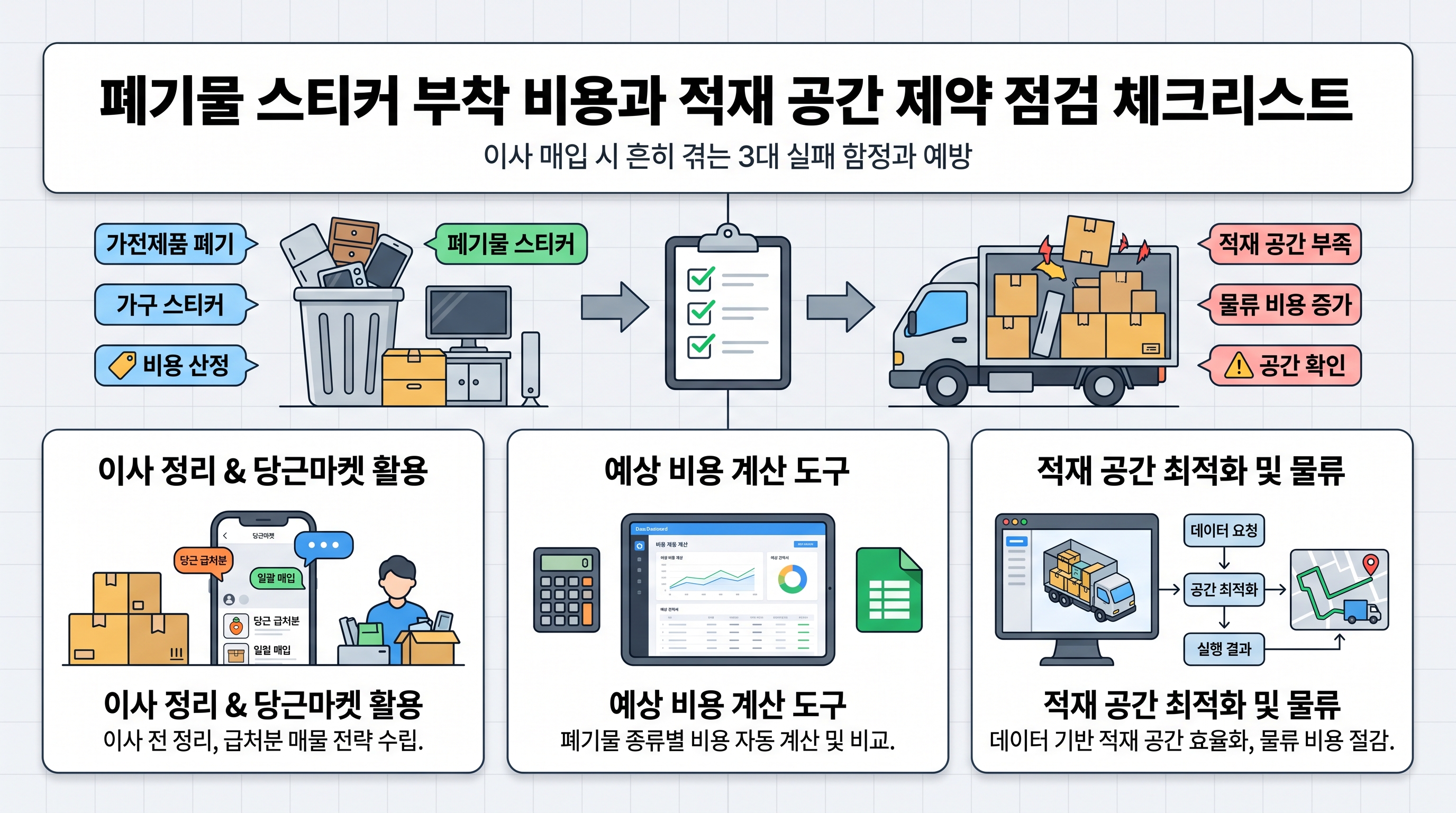 폐기물 스티커 부착 비용과 적재 공간 제약을 점검하는 체크리스트