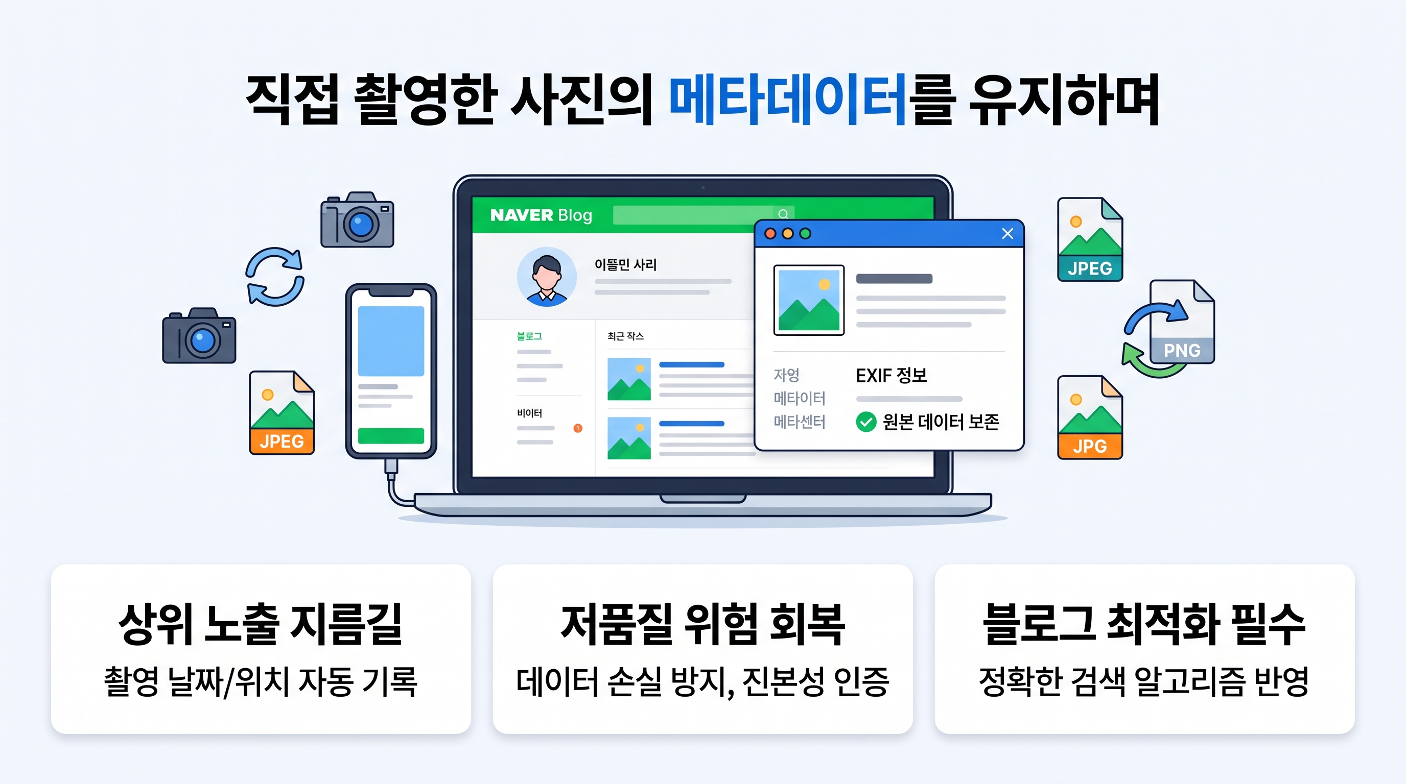 직접 촬영한 사진의 메타데이터를 유지하며 업로드하는 방법