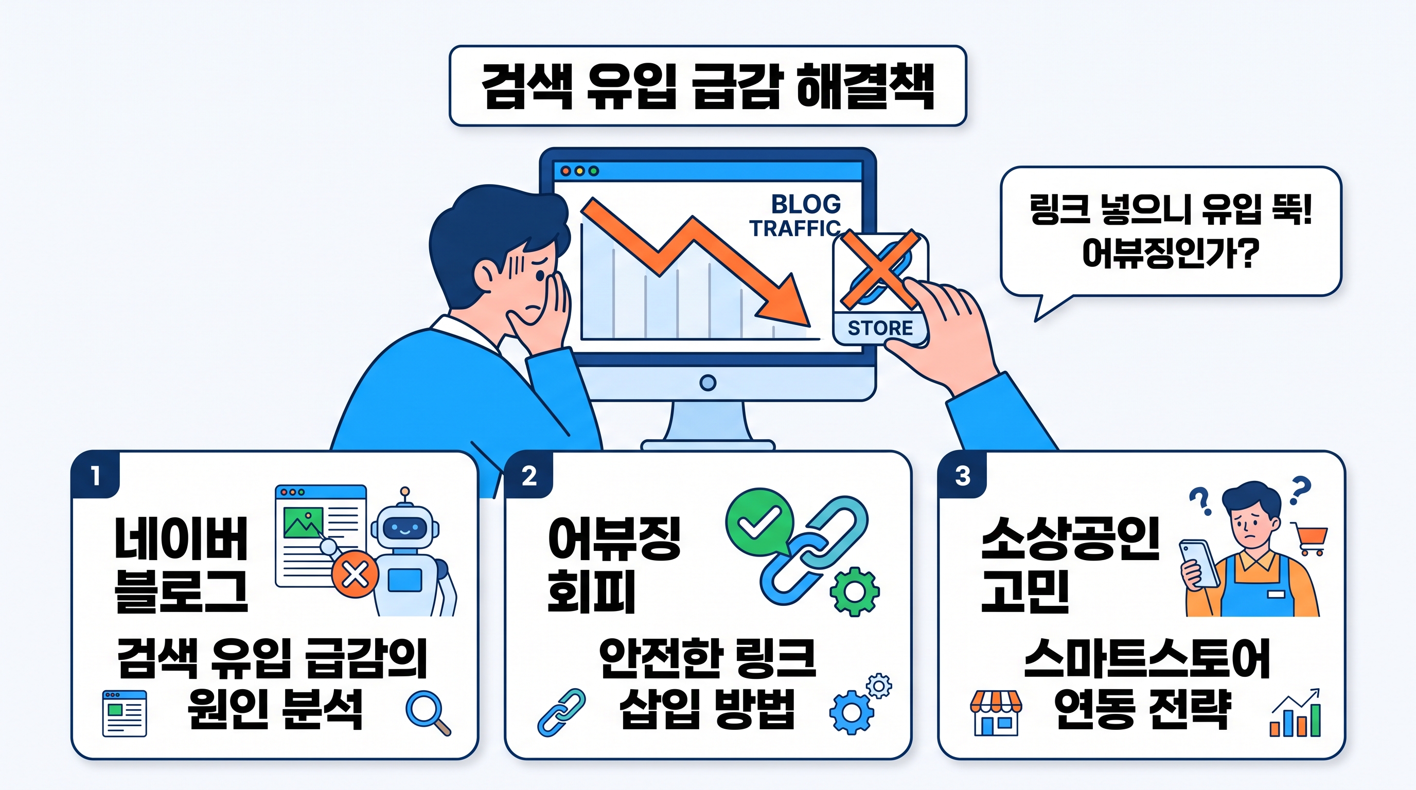 블로그 링크 삽입으로 인한 검색 유입 급감 현상과 소상공인의 고민