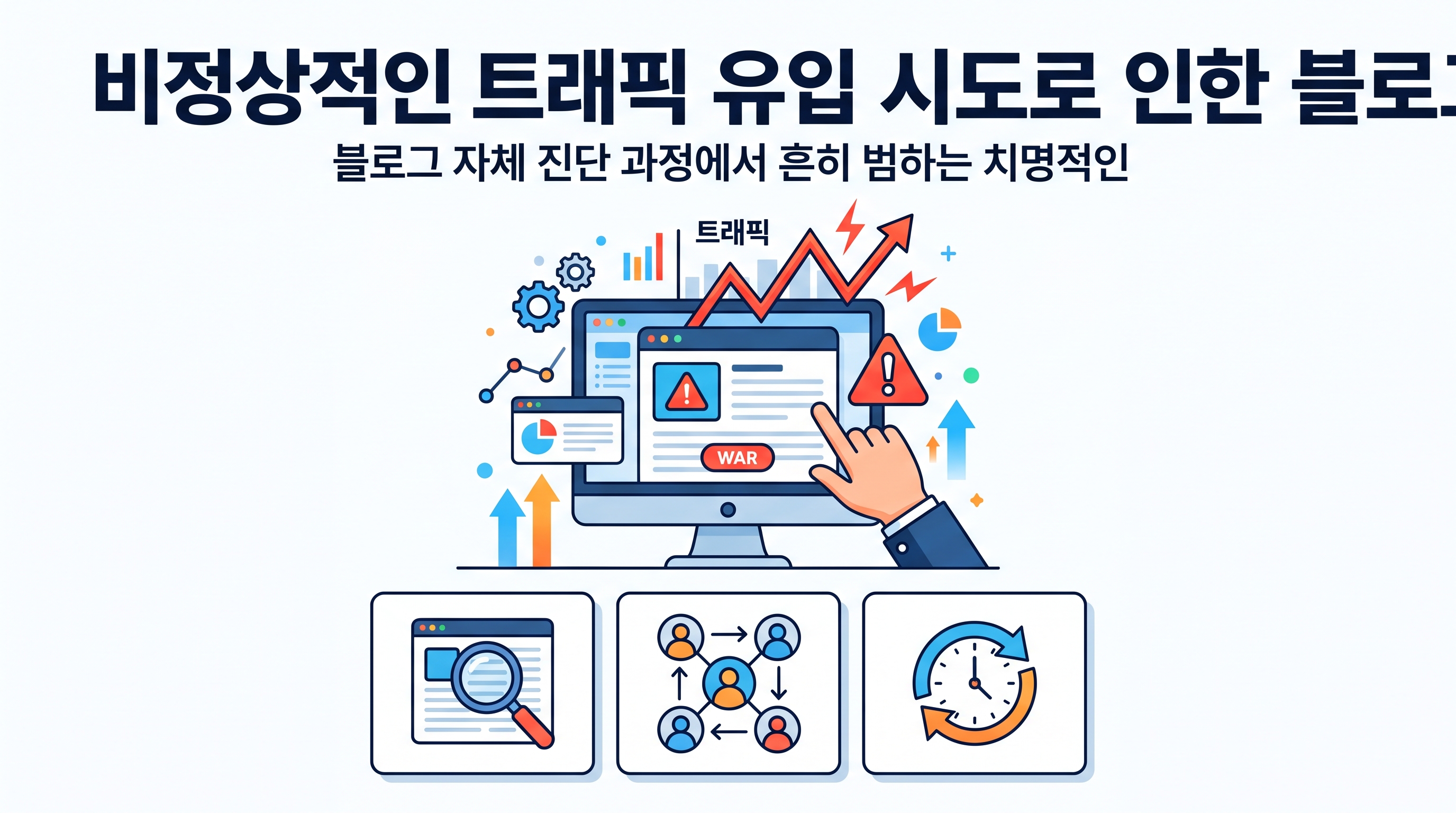 비정상적인 트래픽 유입 시도로 인한 블로그 어뷰징 경고 예시