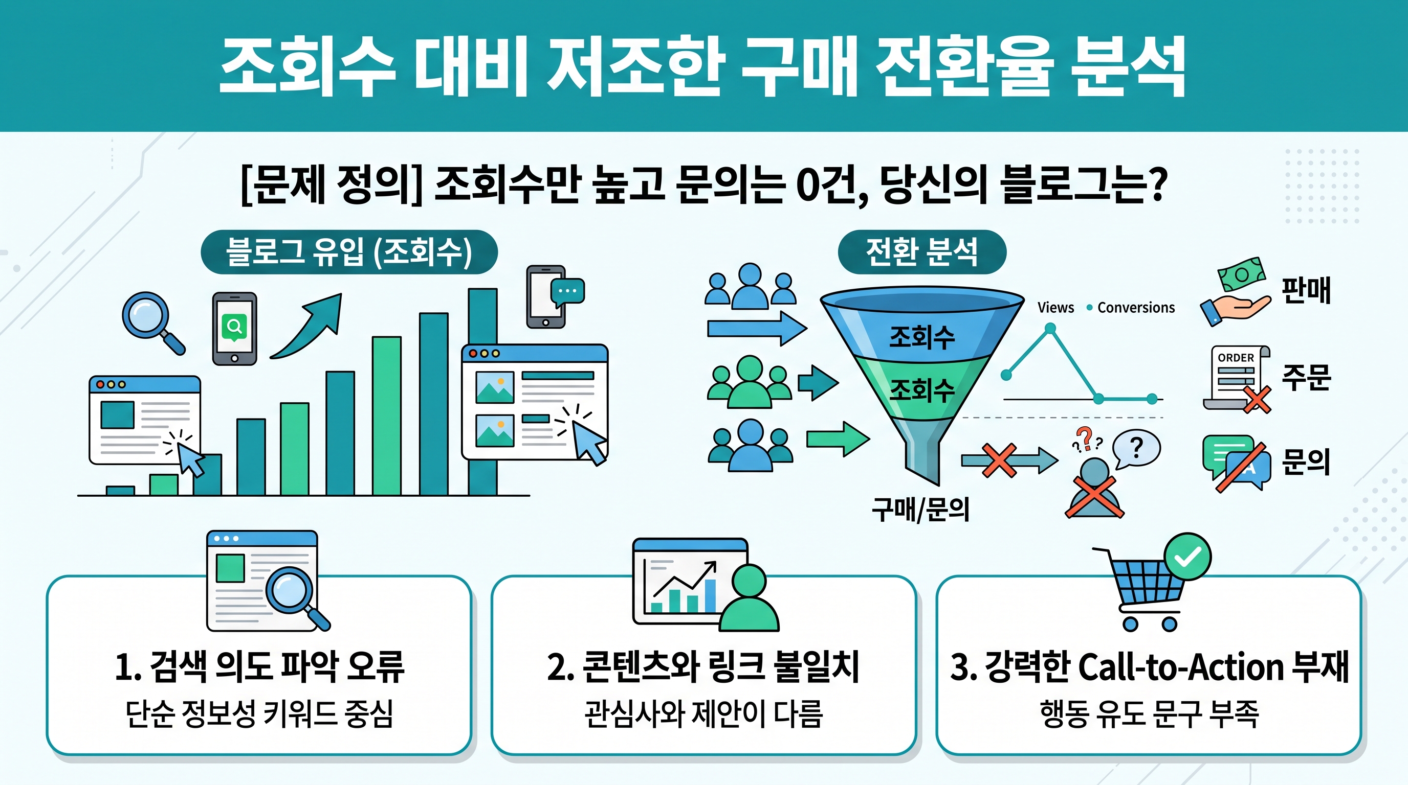 조회수 대비 저조한 구매 전환율 분석 그래프
