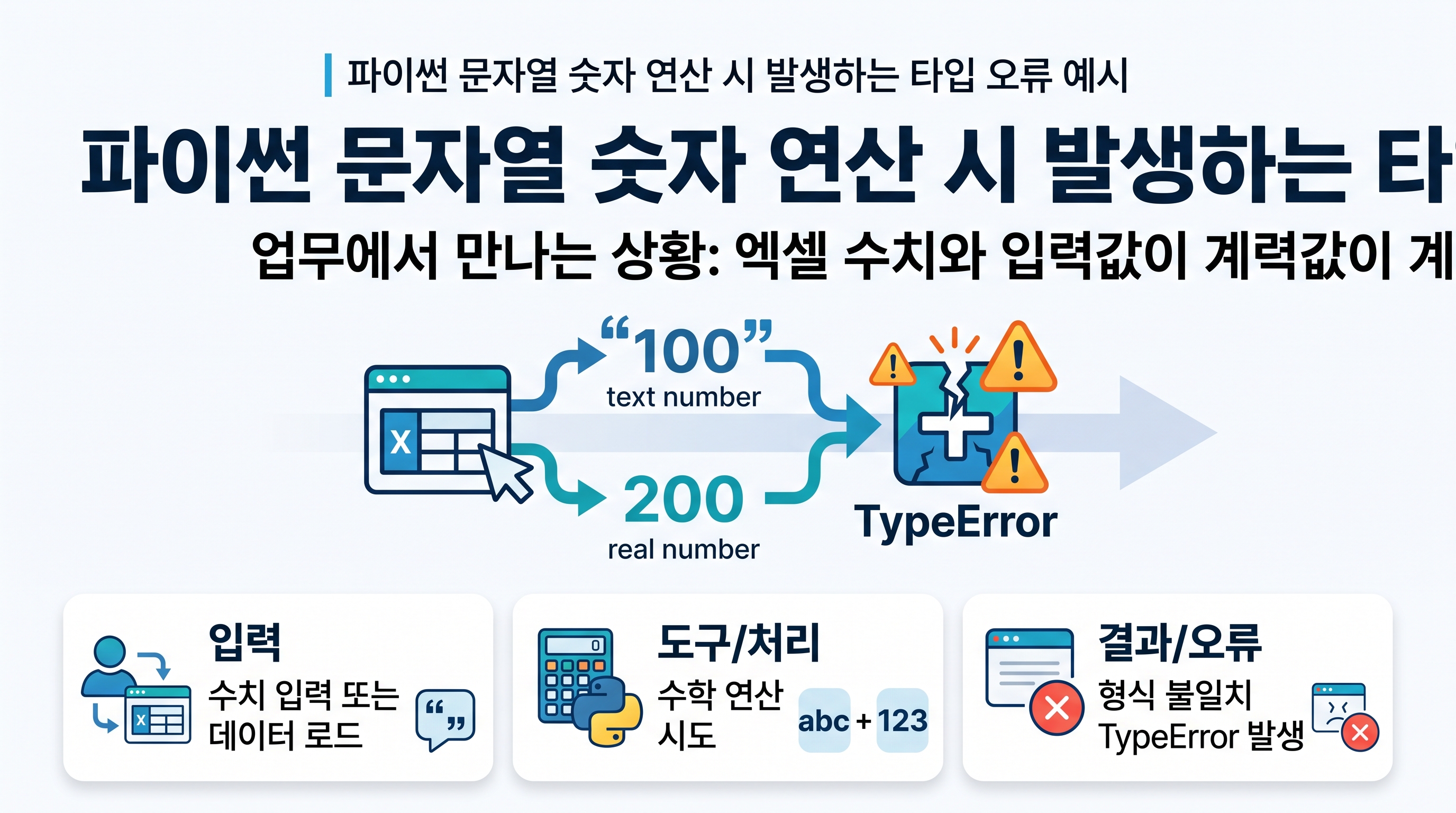 파이썬 문자열 숫자 연산 시 발생하는 타입 오류 예시