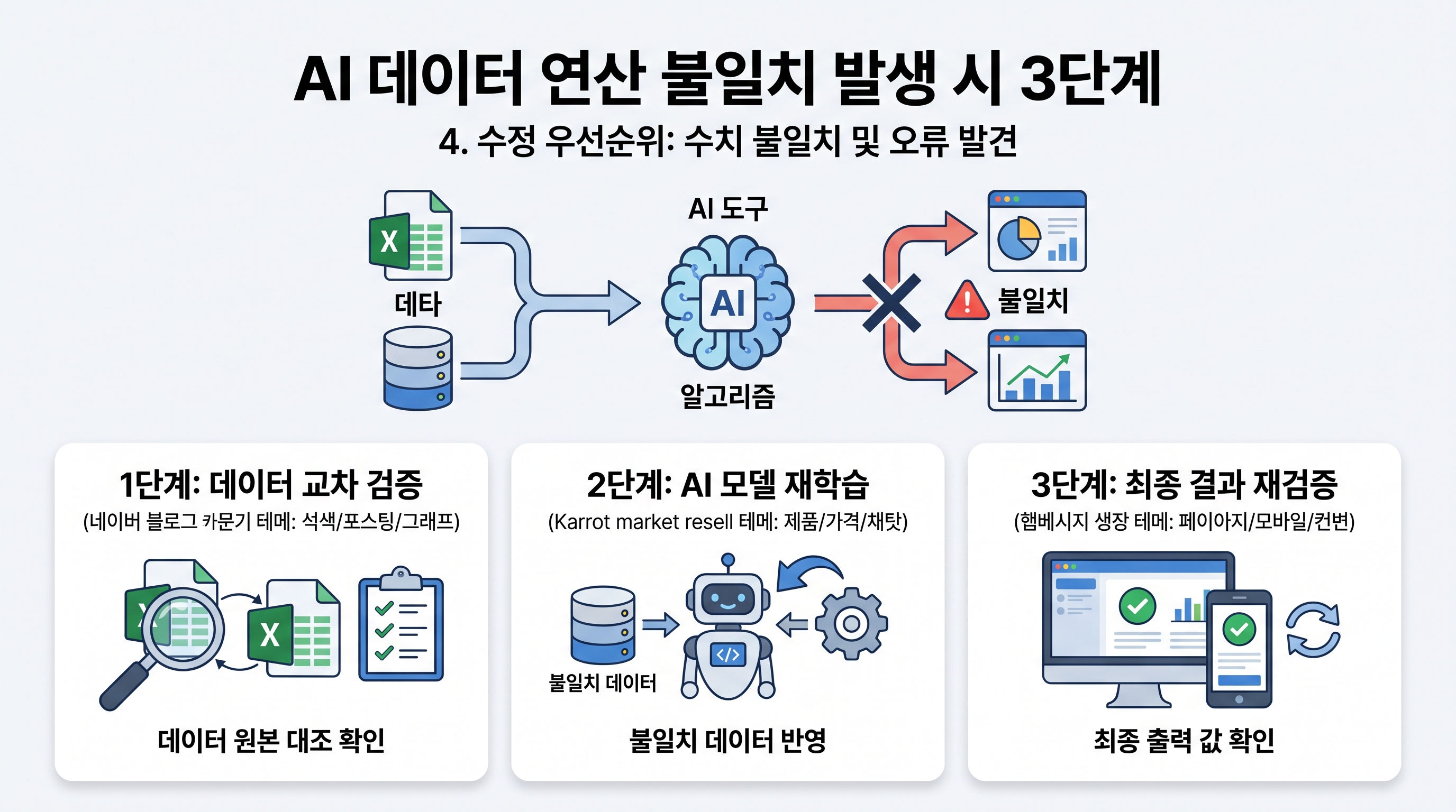 AI 데이터 연산 불일치 발생 시 3단계 수정 조치 프로세스