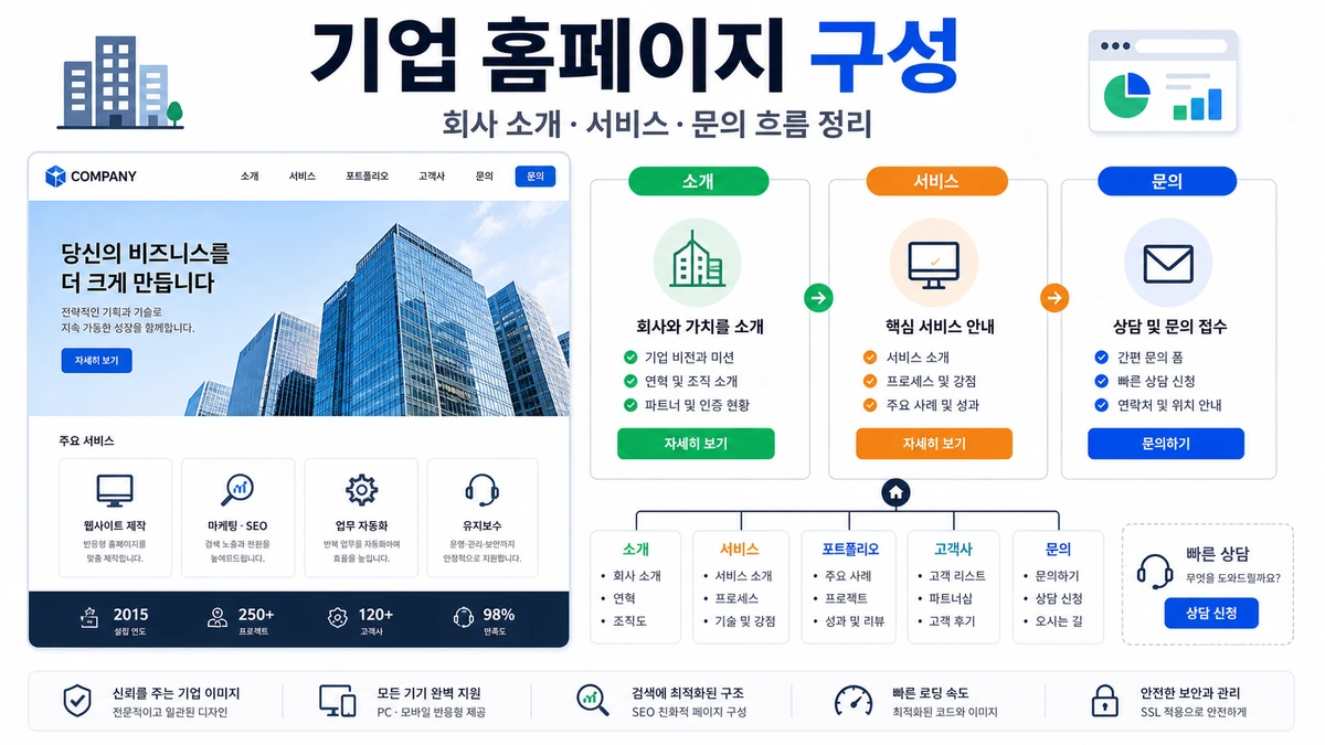 기업 홈페이지 구성 이미지